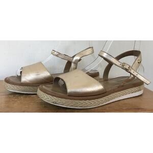 Tannino Cuero Light Gold Faux Leather Vegan Strappy Espadrilles Sandals 6.5 37